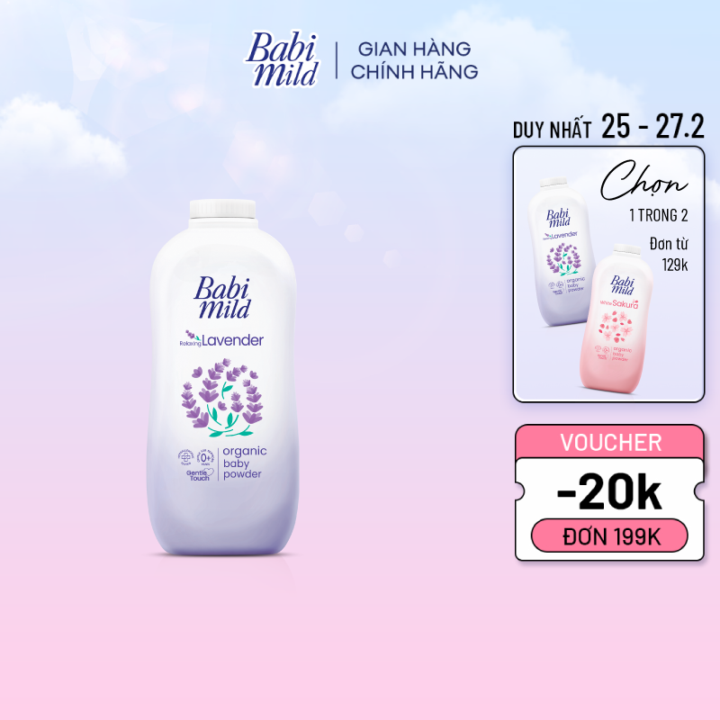Phấn Thơm Trẻ Em Babi Mild Lavender Chai 160g
