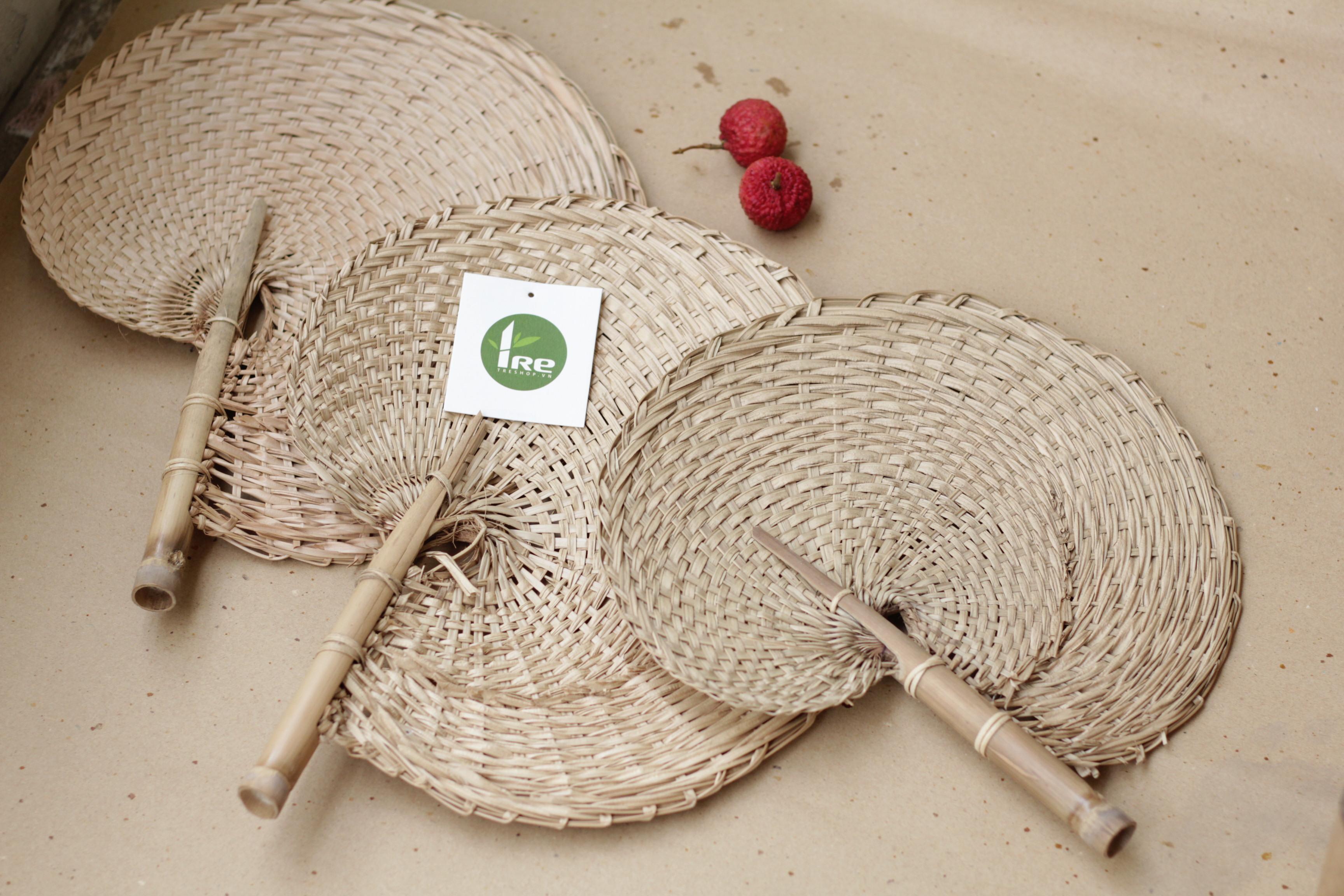 Combo 2 quạt nan lá cọ (handmade bamboo tape fan)
