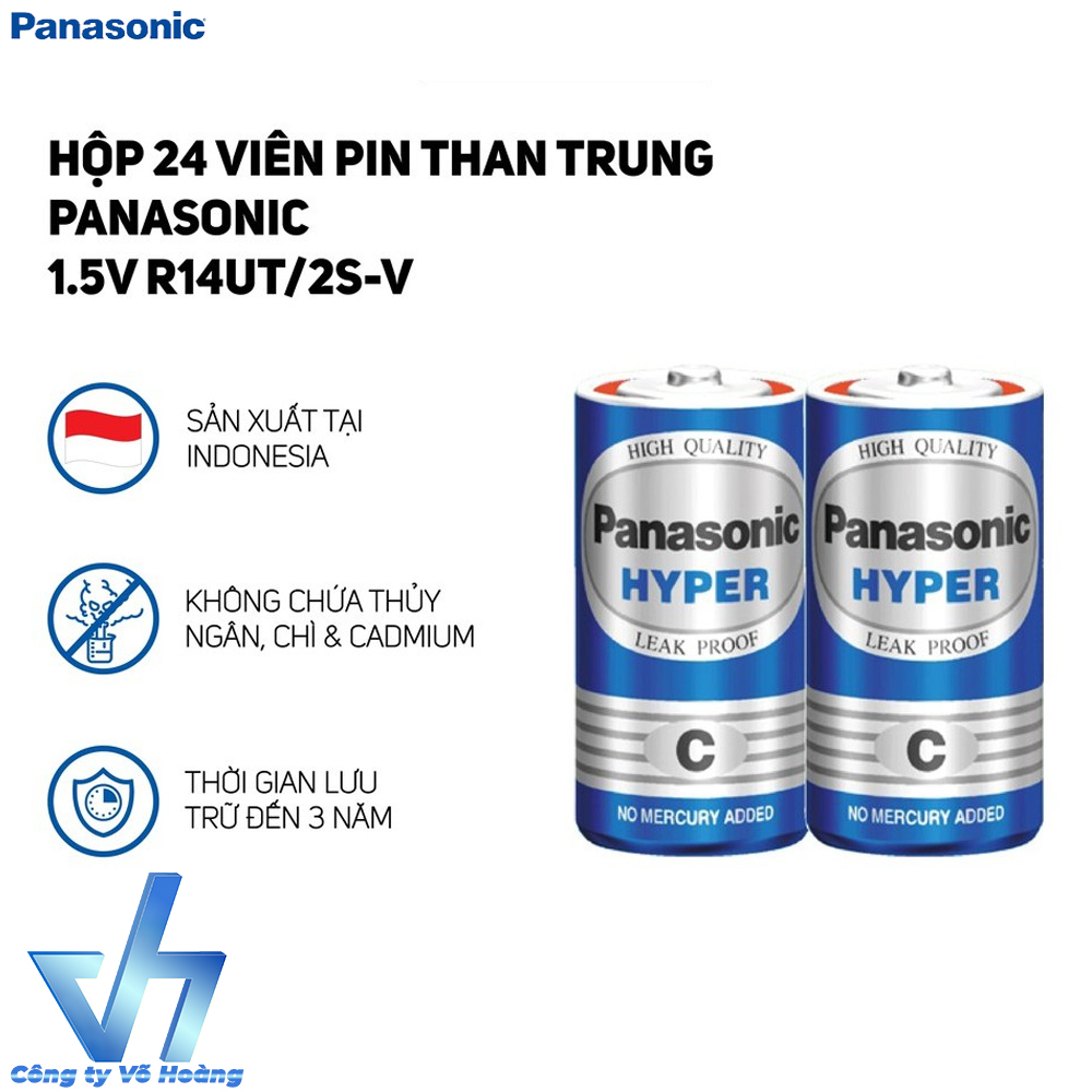 Bộ 4 pin C - Pin trung Panasonic R14UT (Xanh)
