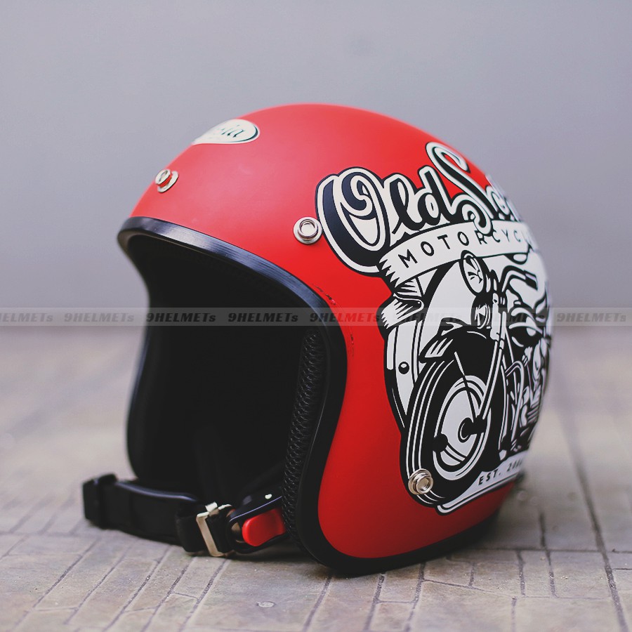 [HCM]Nón Bảo Hiểm 3/4 - Asia - 124A - Old School Đỏ