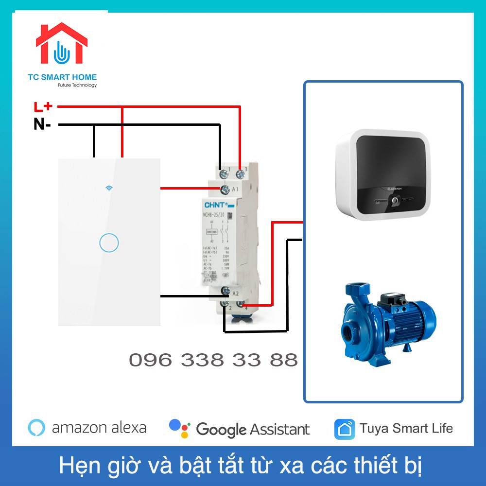 Khởi động từ chint 1 pha 25A, Đóng cắt điện contactor