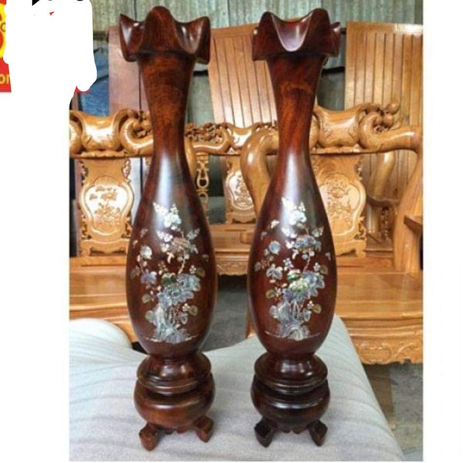 Cặp lộc bình gỗ Hương cao 60cm