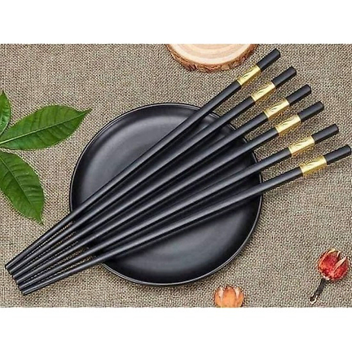 Set 10 double chopsticks gold plated high-grade anti-slippery, anti-mold, color fastness for household use