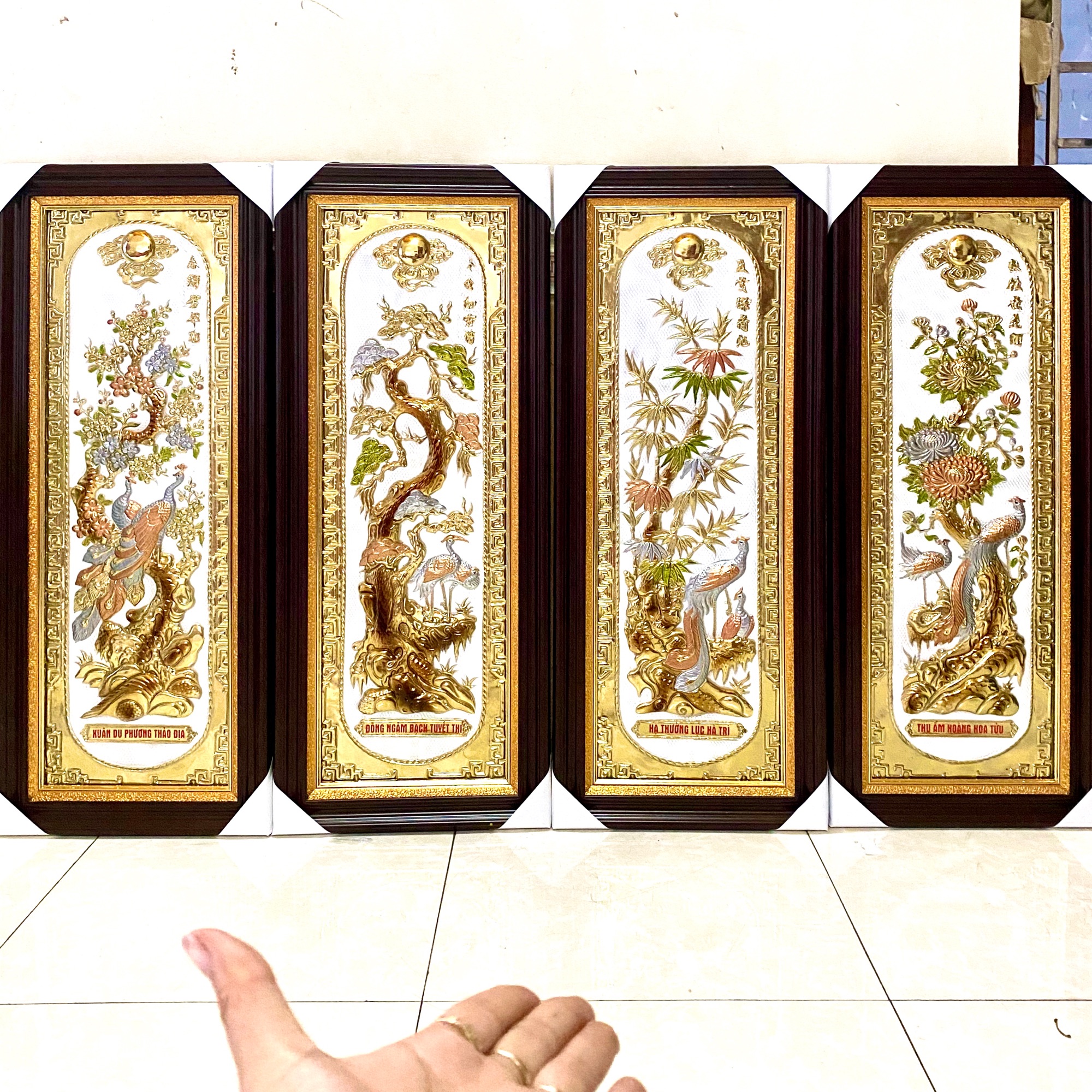 Tranh đồng treo tu quy 40 x 120 cm đồng