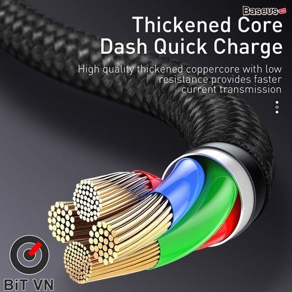 Cáp sạc vải dù Baseus Data Halo 3 in 1 (USB to Type C/ Lightning/ Micro, 3.5A Fast Charging & Sync Data Cable) - BiT VN