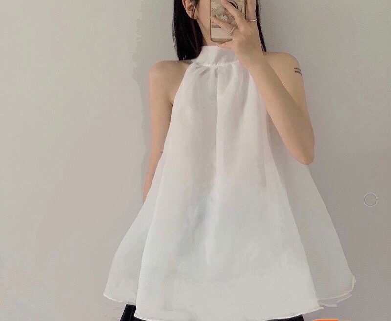 [Giảm 5k khi mua 2 sản phẩm] Áo kiểu cổ yếm form rộng chất vải kate lụa siêu mịn