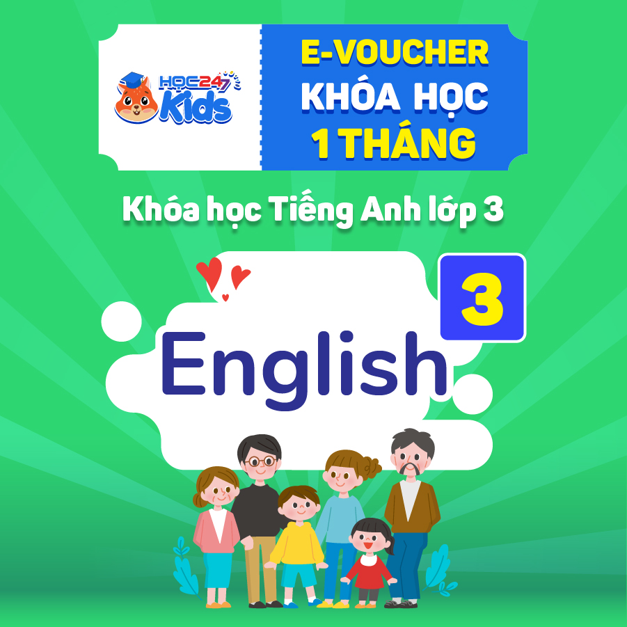 Toàn quốc [E-voucher] Khóa học Tiếng Anh lớp 3 (1 tháng) - App HOC247 Kids