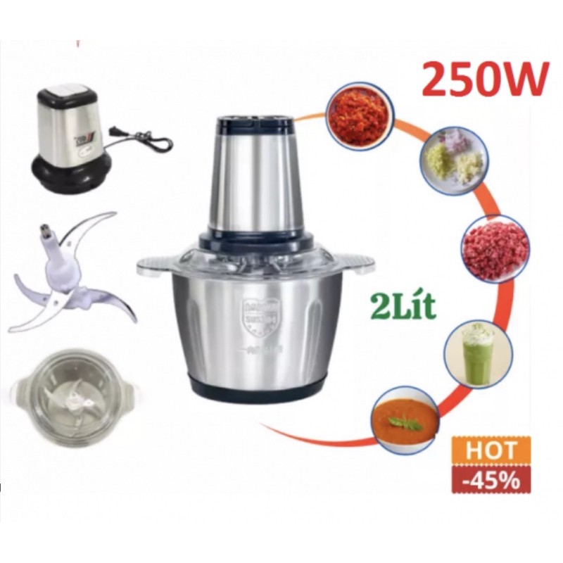 MÁY XAY THỊT ĐA NĂNG INOX 4 LƯỠI SIÊU BỀN HDA (BẢO HÀNH LÊN ĐẾN 1 NĂM)