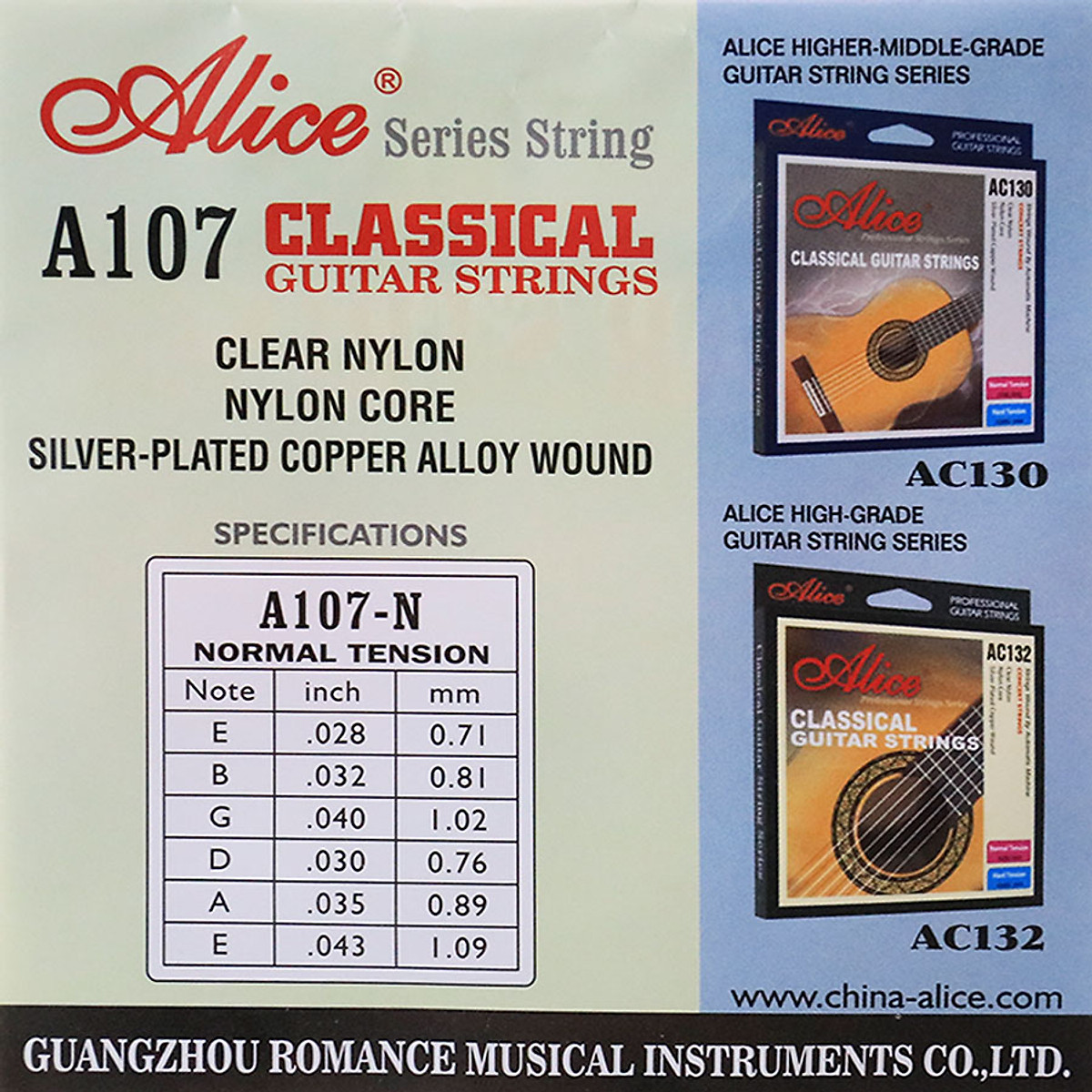 Bộ 6 dây đàn guitar Classic Alice A107