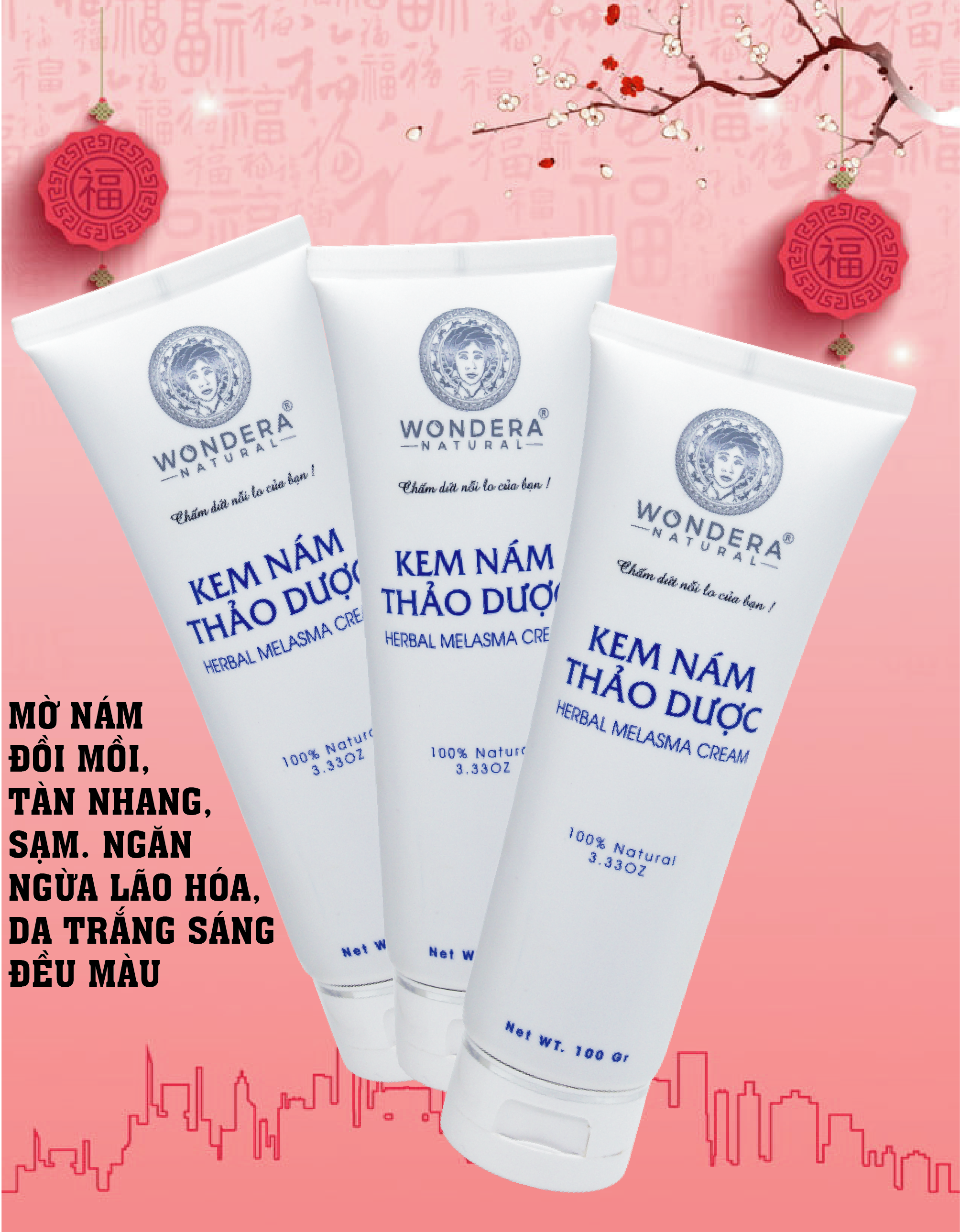 Kem dưỡng trắng giúp làm mờ dấu hiệu nám  thâm tàn nhang đồi mồi  thảo dược100G