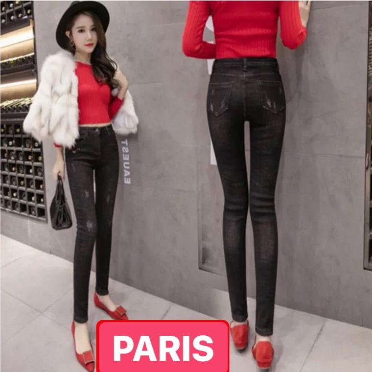 QUẦN JEAN NỮ CHẤT BÒ ĐEN NHÁM MUỐI TIÊU LƯNG CAO NÂNG MÔNG PR-008 CAO CẤP - PARIS FASHION