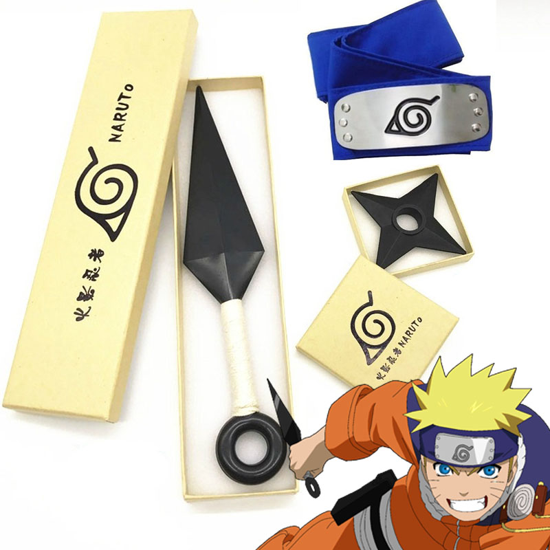 Phụ kiện NARUTO set 3 món Kunai, tiêu, băng đầu làng lá
