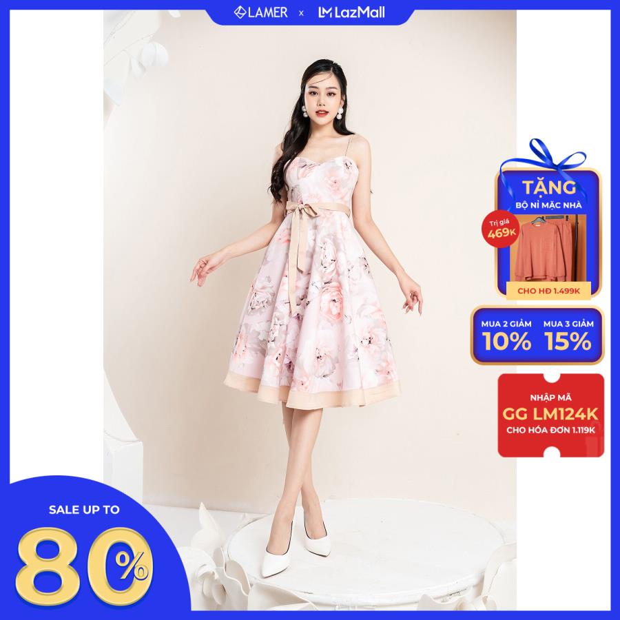Đầm Dạ Hội Lamer Nơ Eo Phối S63L22Q036