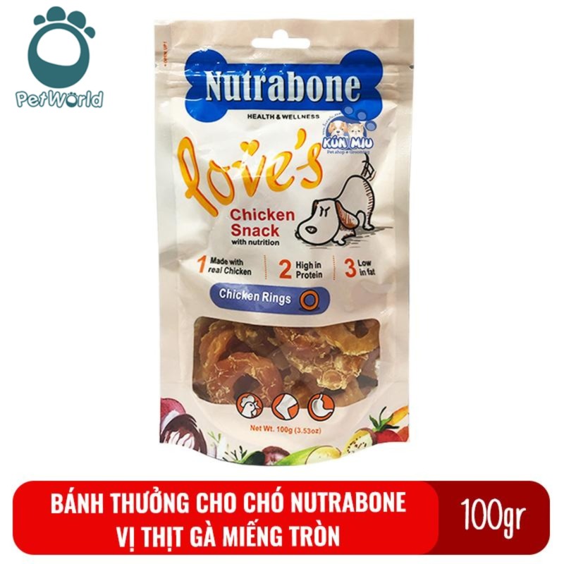 Bánh thưởng cho chó Nutrabone 100gr vị thịt gà - Chicken Rings