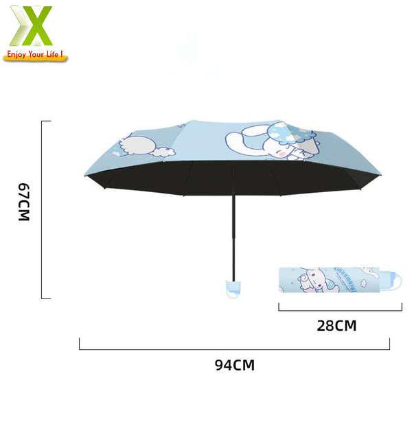 Ô dù đi mưa, đi nắng gấp gọn hình gấu, dù che mưa dễ thương hình chú chó cinnamoroll , màu sắc nổi bật