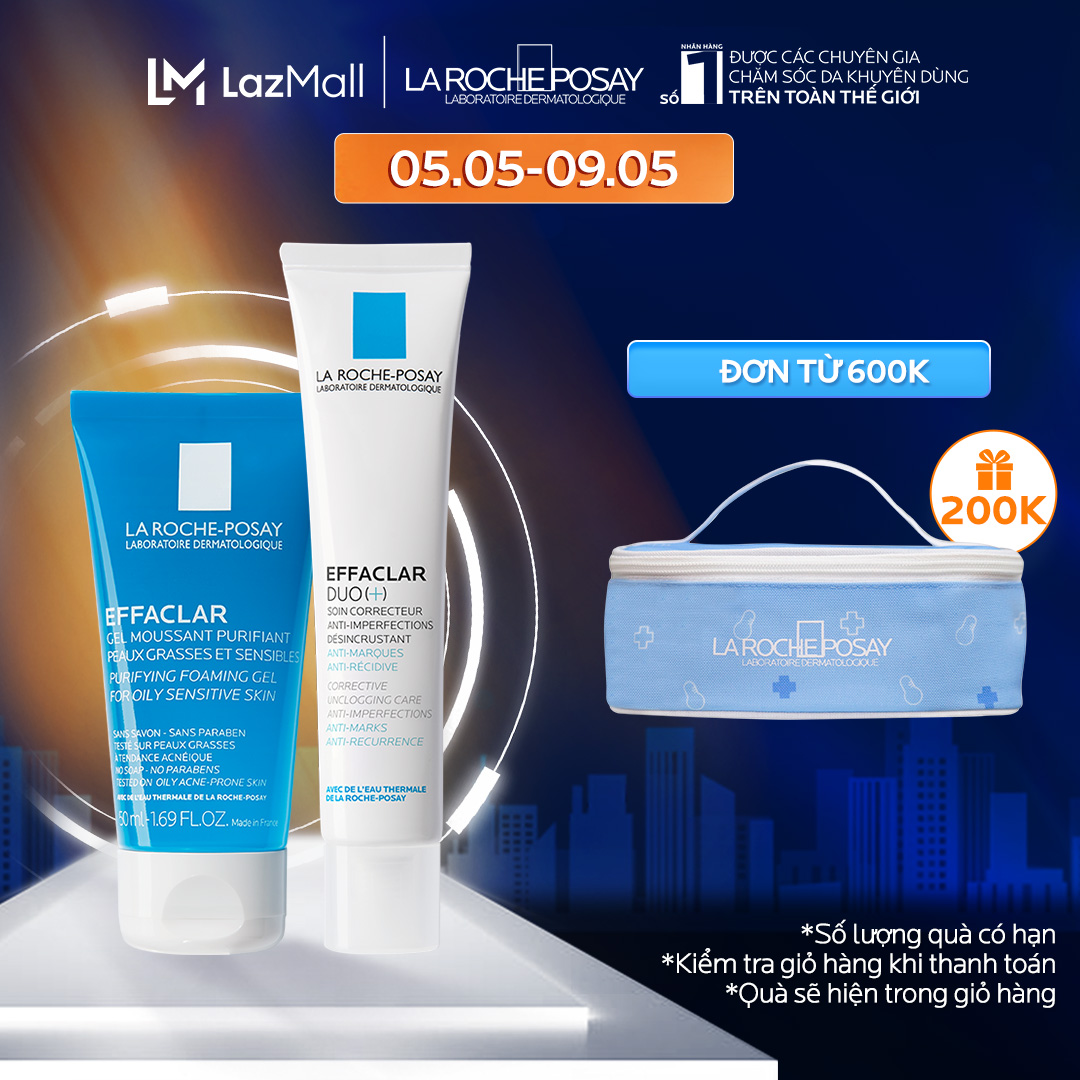 Kem Giảm Mụn Và Ngừa Thâm Hiệu Quả Sau 12H Effaclar Duo(+) 40ml Tặng Gel Rửa Mặt Làm Sạch Sâu La Roche-Posay Effaclar 50ml
