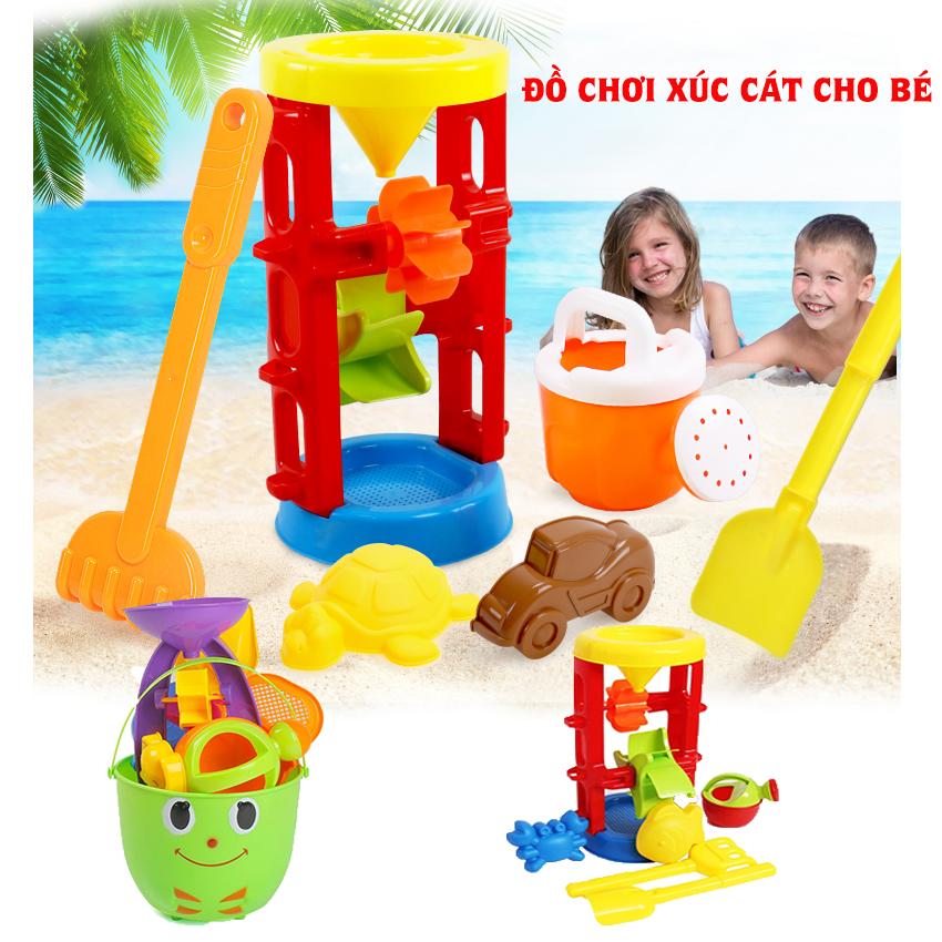 Bộ đồ chơi xô xúc cát đi biển gồm nhiều món xẻng xúc cát