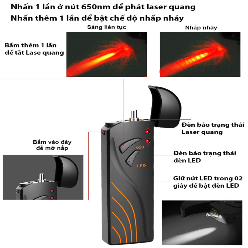 Bút soi quang pin sạc 15KM