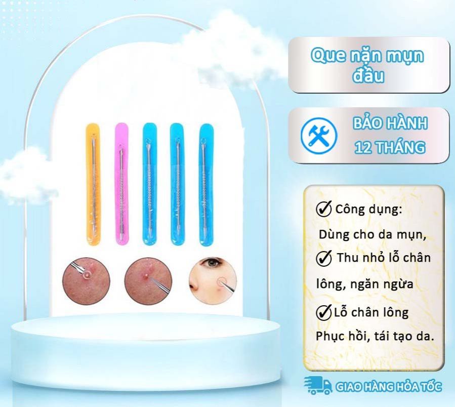 Que nặn mụn 2 đầu, cây kim nặn mụn siêu rẻ 8cm và 12cm chính hãng.