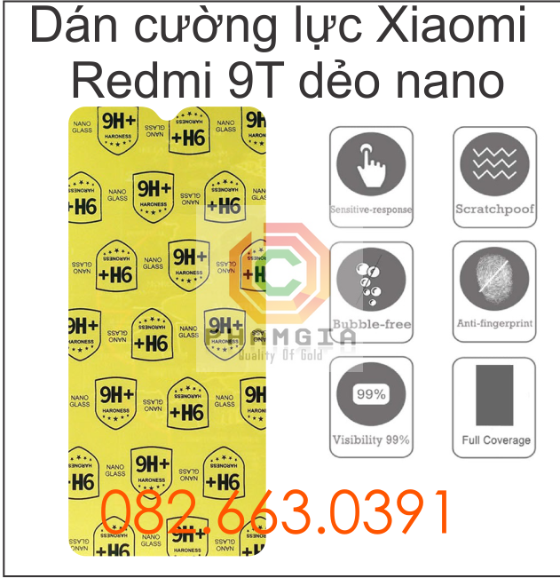 Dán cường lực Xiaomi Redmi 9T 2021 dẻo nano trong suốt siêu bền