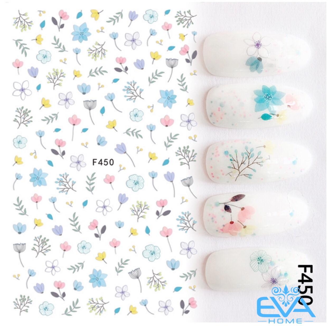[HCM]Miếng Dán Móng Tay 3D Nail Sticker Tráng Trí Hoạ Tiết Bông Hoa F450