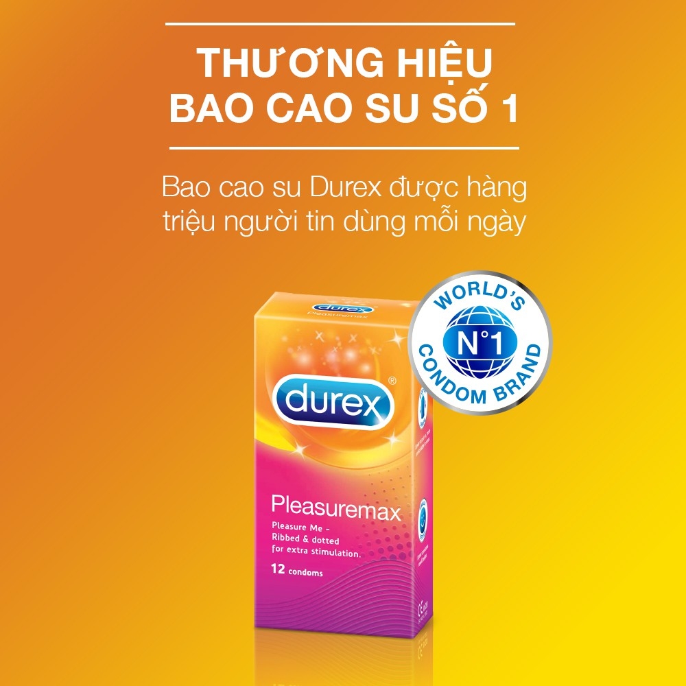 [HCM][ Durex Pleasuremax ] Bao cao su Durex Pleasuremax 12 bao / Hộp
