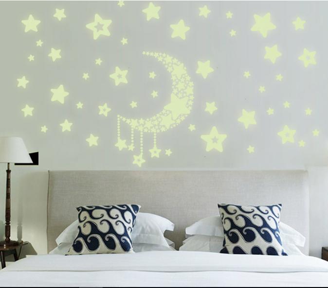 Decal trang trí Trăng Sao - Dạ Quang
