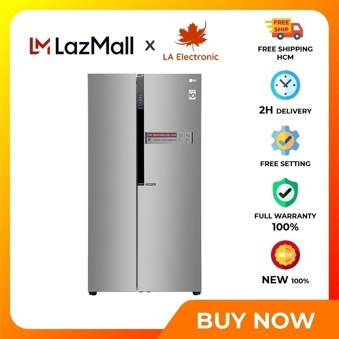 Trả Góp 0% - Tủ lạnh LG Inverter 613 lít GR-B247JDS - Miễn phí vận chuyển HCM - Làm đá nhanh Chuông báo khi quên đóng cửa Bảng điều khiển bên ngoài