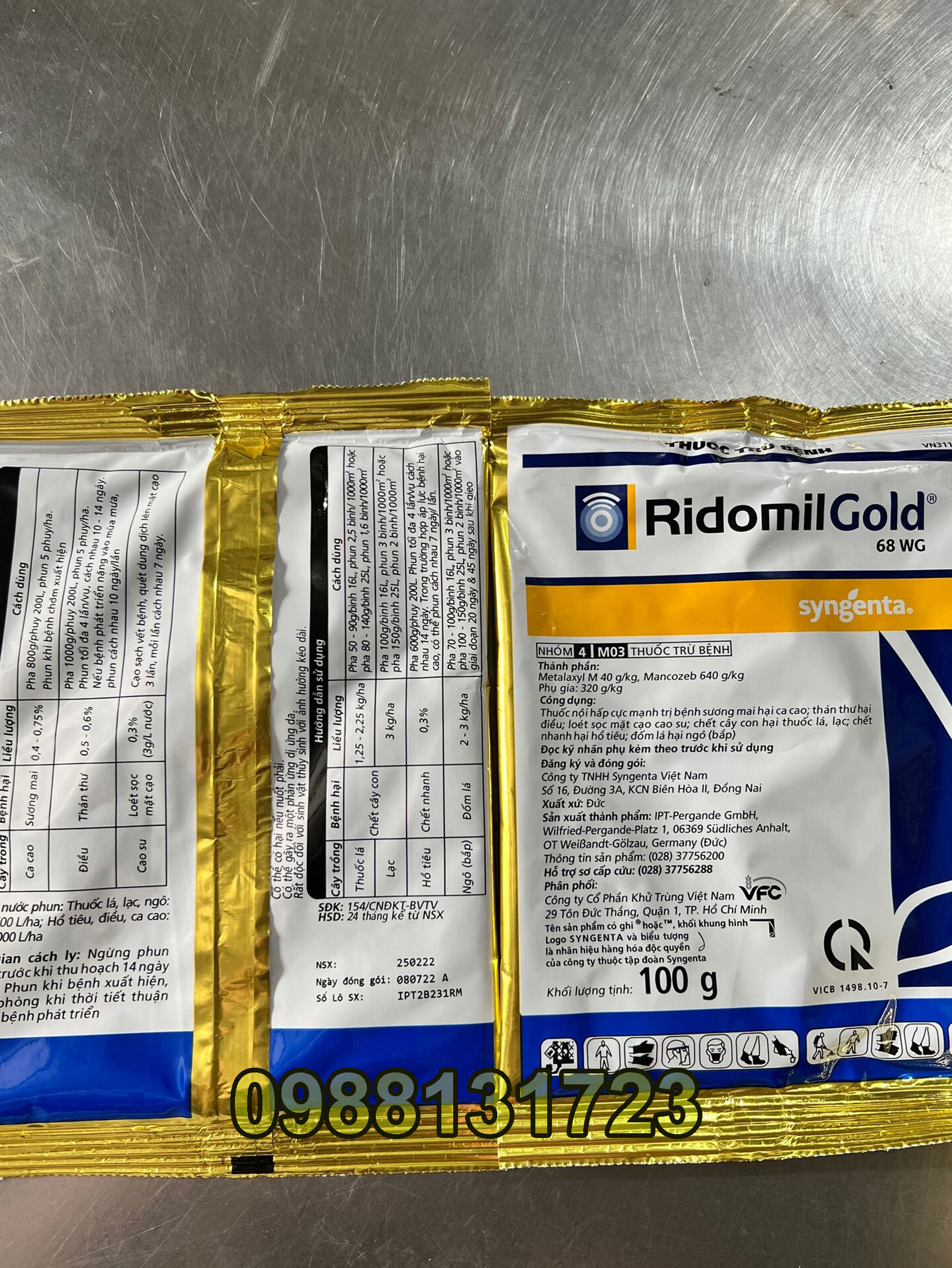Trừ nấm Ridomil gold 68WG