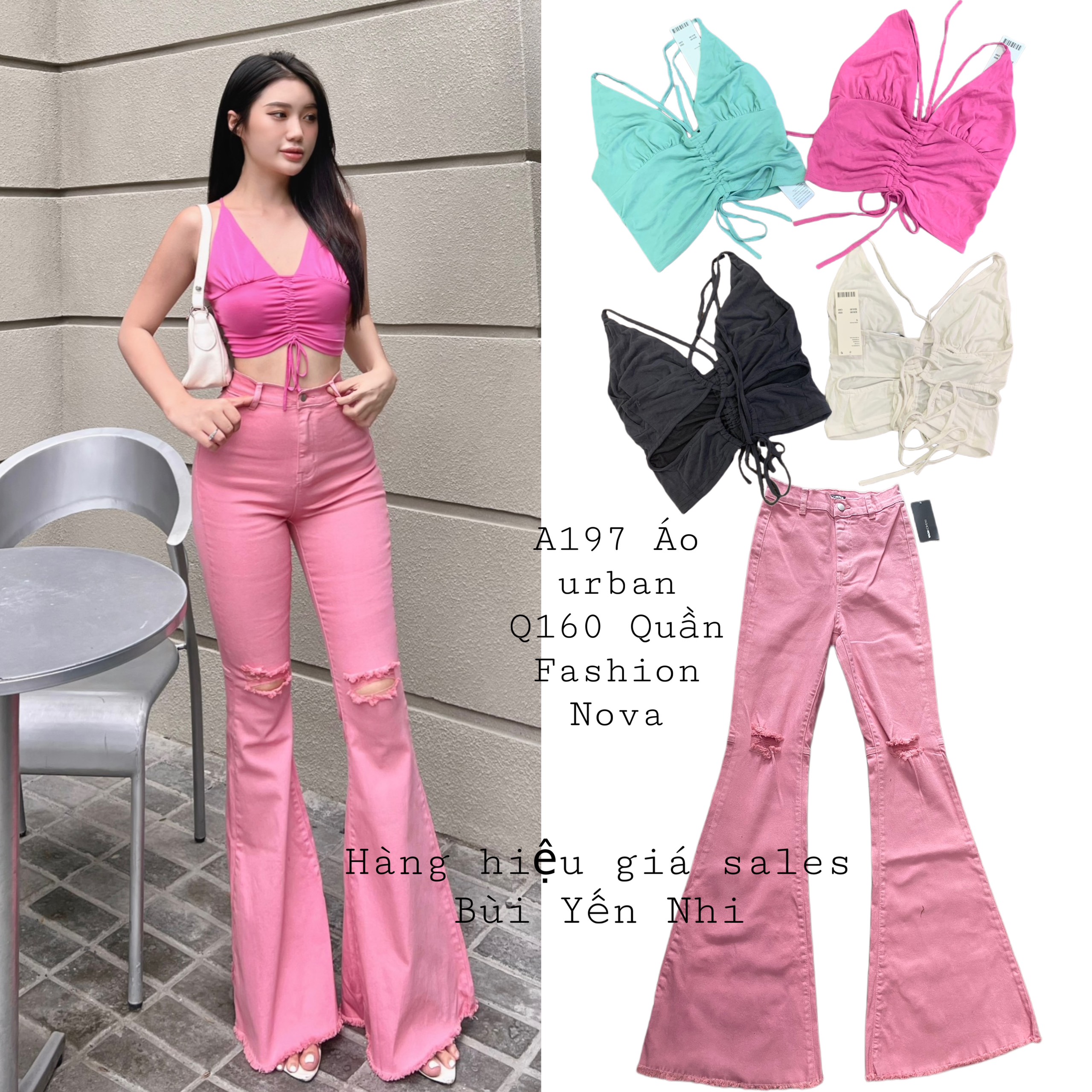 Q160 Quần loe fashion nova hồng