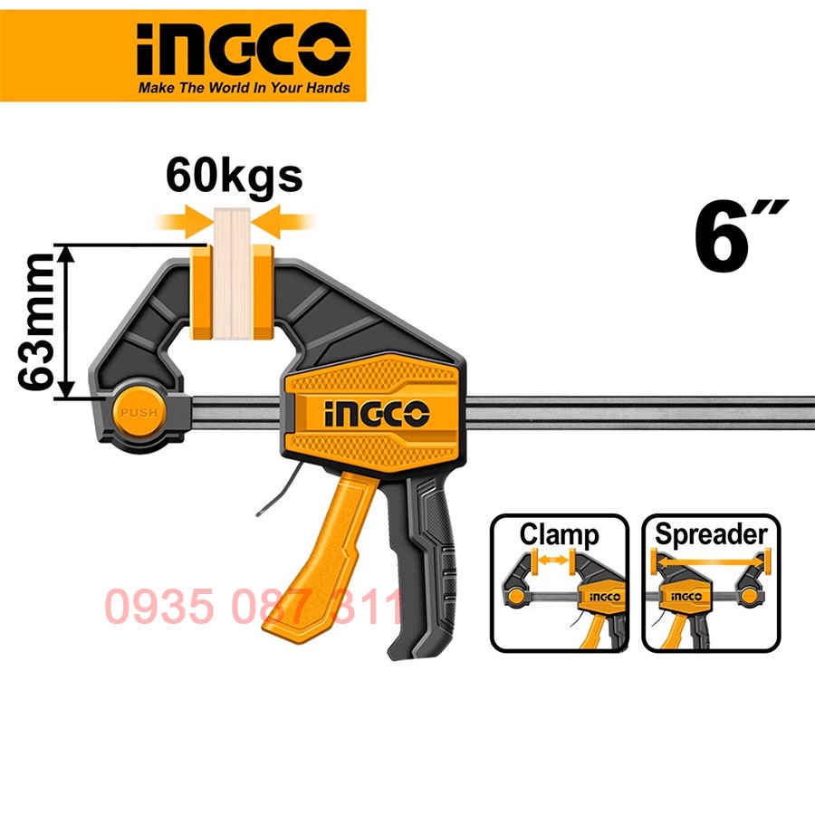 Cảo kẹp nhanh 150mm ingco hqbc01601 chuyên kẹp gỗ, kích thước 6 inch .. lion
