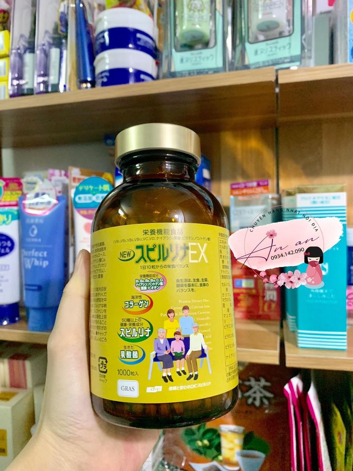(HCM) Tảo vàng Spirulina EX Nhật Bản (1 set 2 lọ, mỗi lọ 1000 viên) [Hàng Nhật nội địa CHÍNH HÃNG]