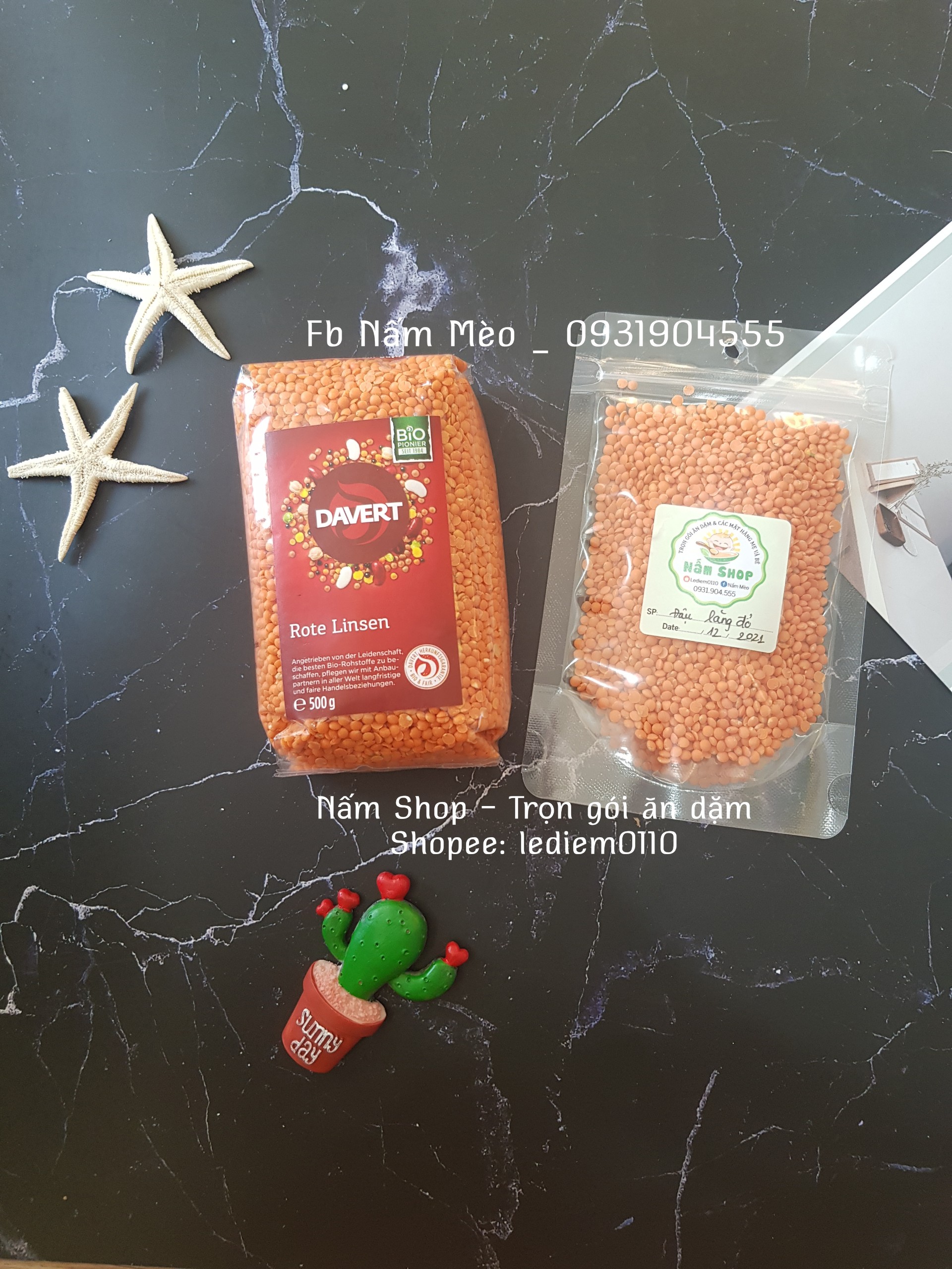 Đậu lăng đỏ cam san hô hữu cơ Davert 100gr