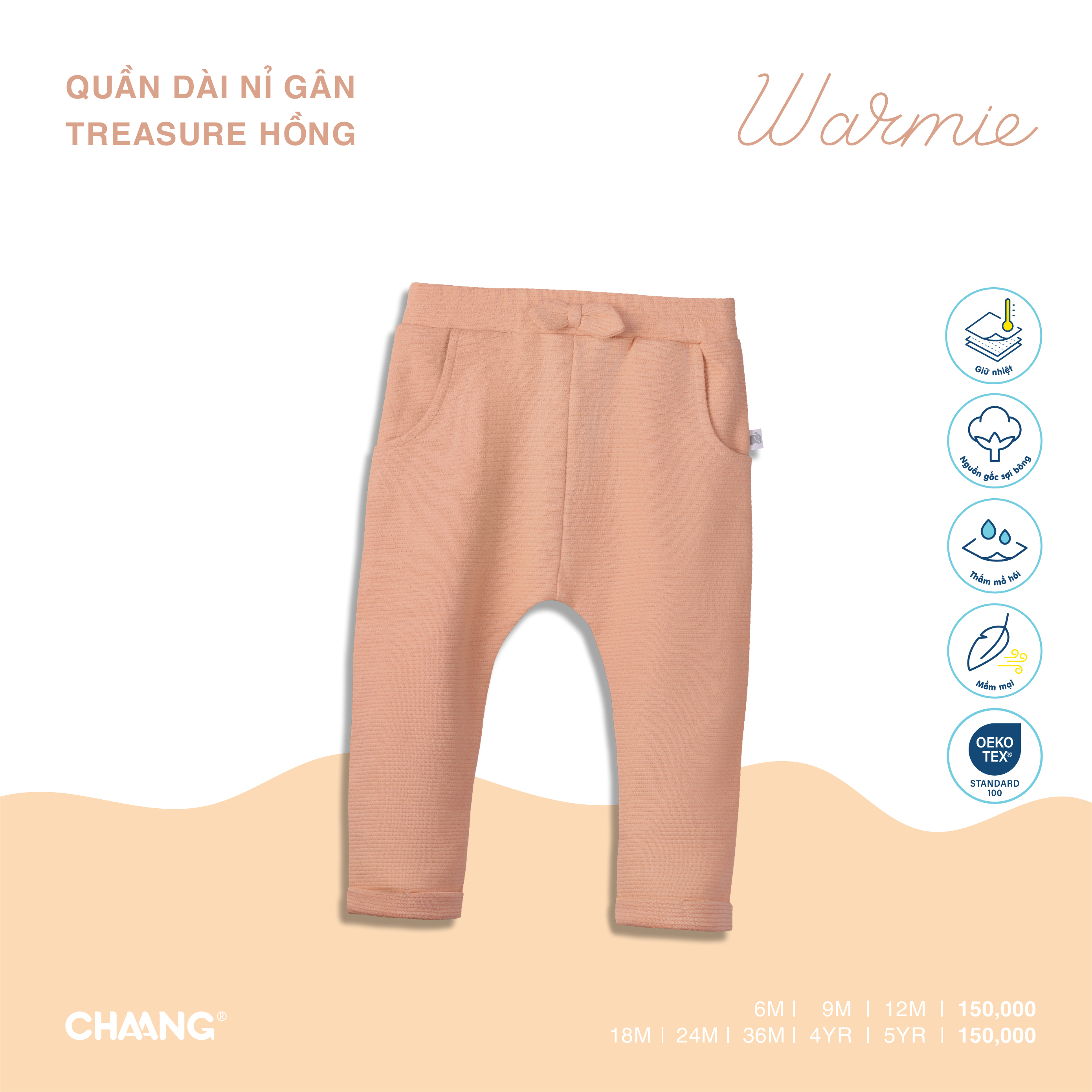 Quần dài nỉ gân bé gái Treasure Chaang