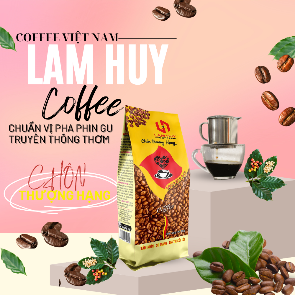 (1Kg) cà phê Lam Huy pha phin ngon đặc biệt uống bao ghiền