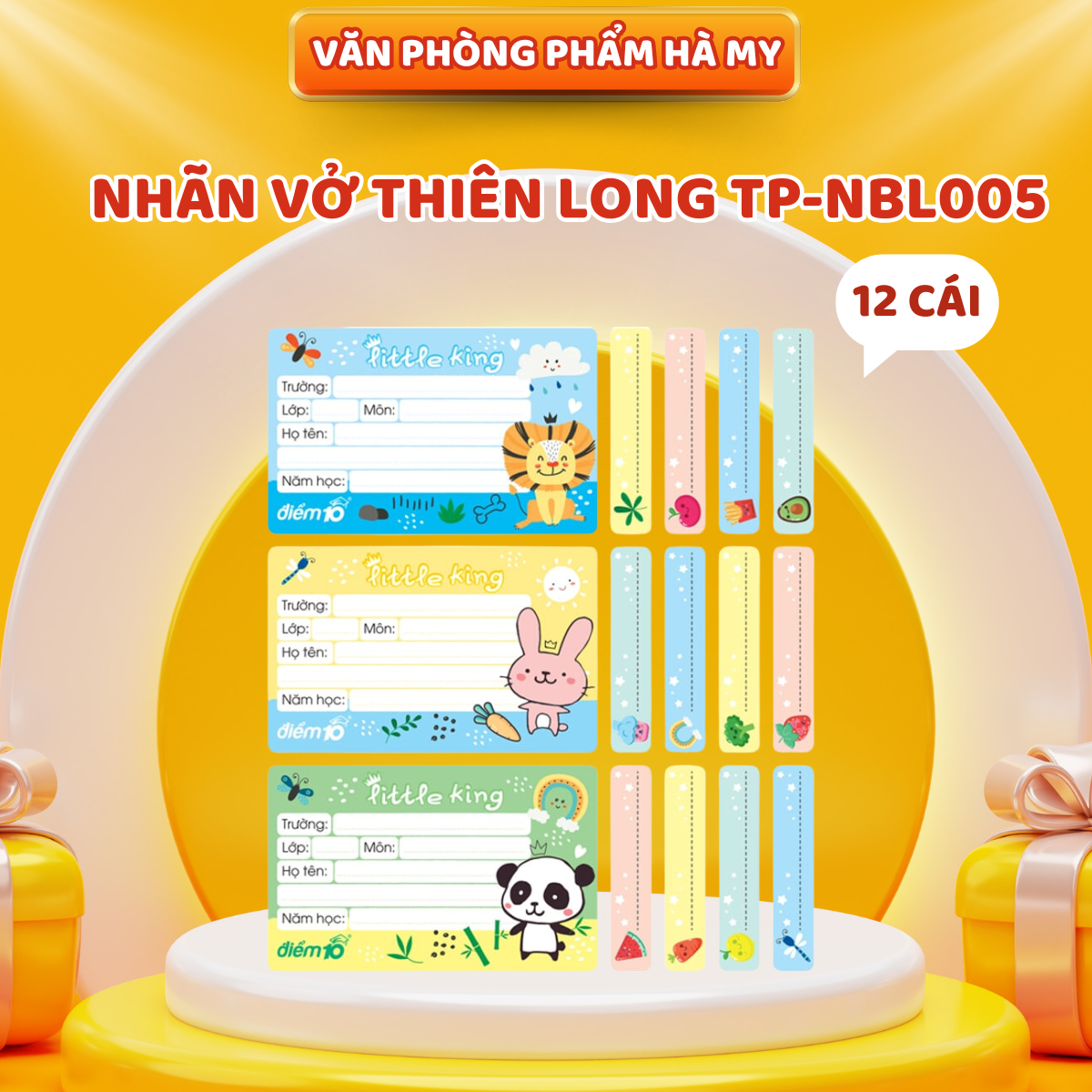 (5 Xấp 60 Cái) Nhãn vở học sinh Thiên Long Điểm 10 TP-NBL005