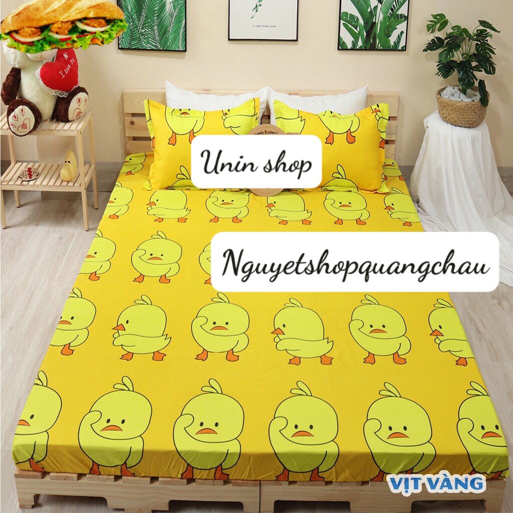 (Freeship50k) Bộ 3 món Ga gối, ga bọc nệm mẫu Báo Pink, drap giường giá rẻ kích thước m2/m6/m8/2m2 chất Poly cotton - Ga bo chun bảo vệ đệm, Chăn ga gối Moon Shop