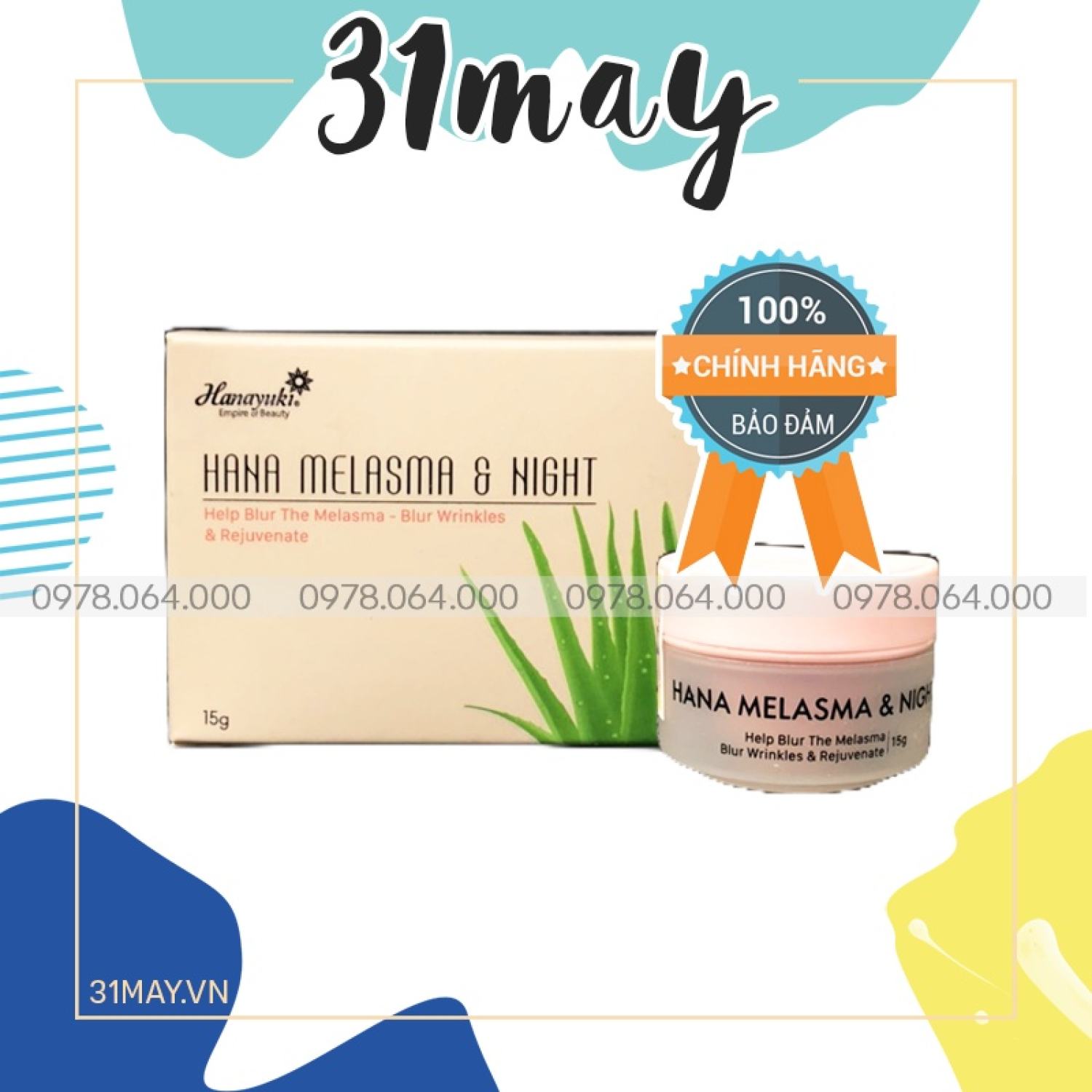 Kem Face Nám Đêm Hanayuki Mini Melasma & Night Chính Hãng