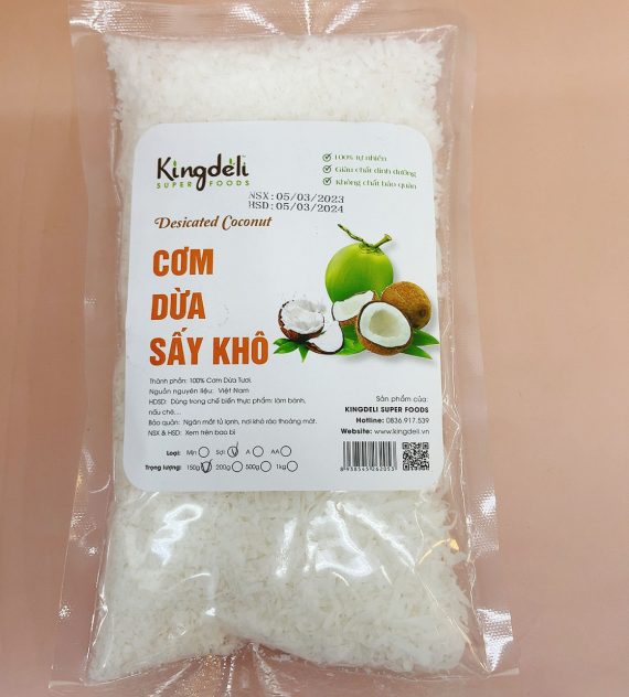 Cơm dừa sợi sấy khô kingdeli 150gr