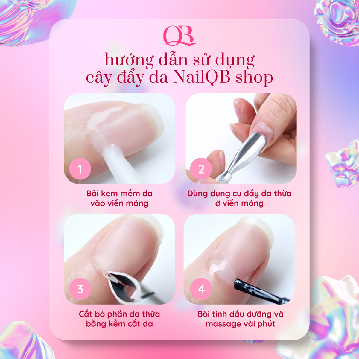 [HCM]Bộ dụng cụ đẩy da lấy khóe móng 4 cây