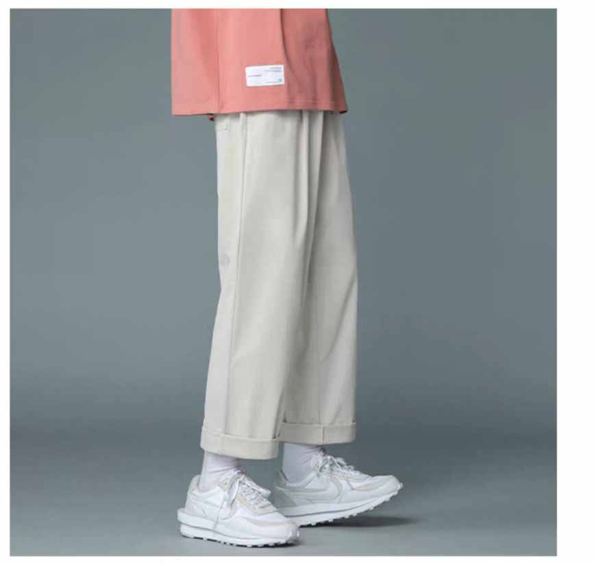 Quần ống rộng kaki suông dài chất dày lưng thun 5 màu đen be trắng rêu kem mặc nhà đi chơi kiểu dáng basic - g8_shop S0