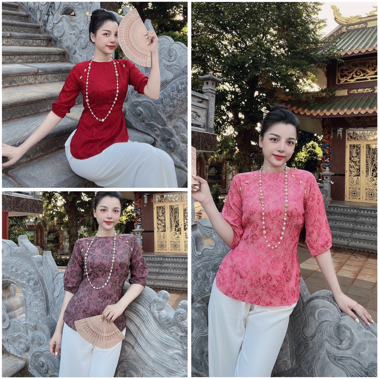 Đồ Lam Đi Chùa # Mẫu Cúc Ngọc Lụa Gấm # Quần Áo Nữ