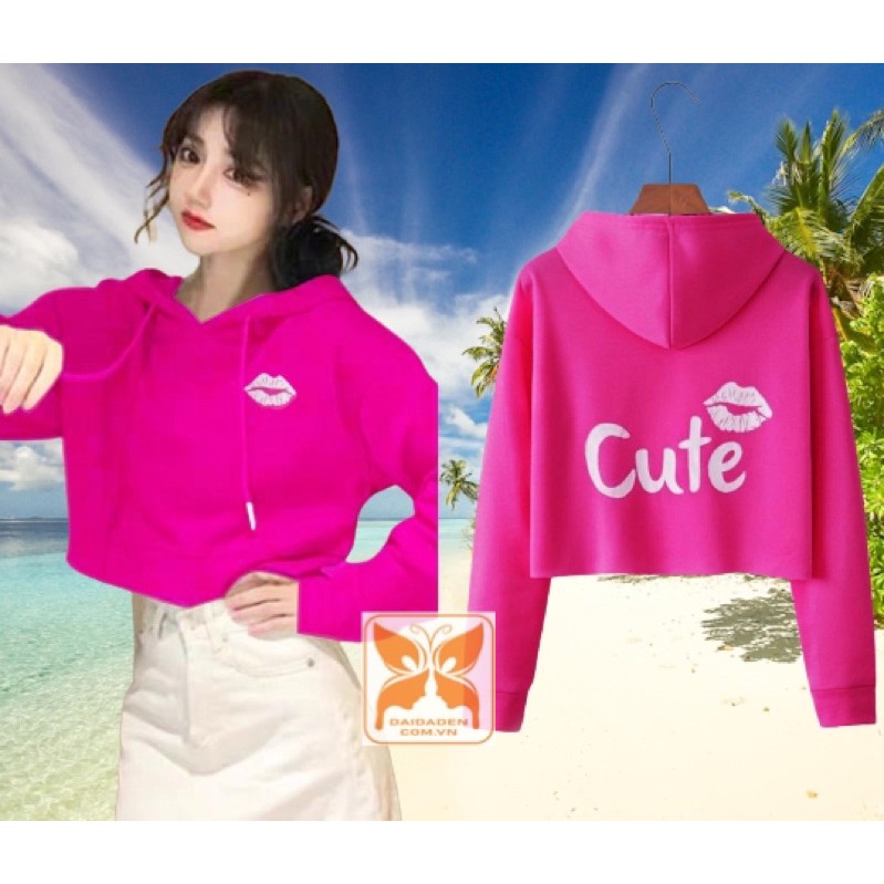 Áo hoodie lửng / croptop bé gái 30kg -60kg thun da cá