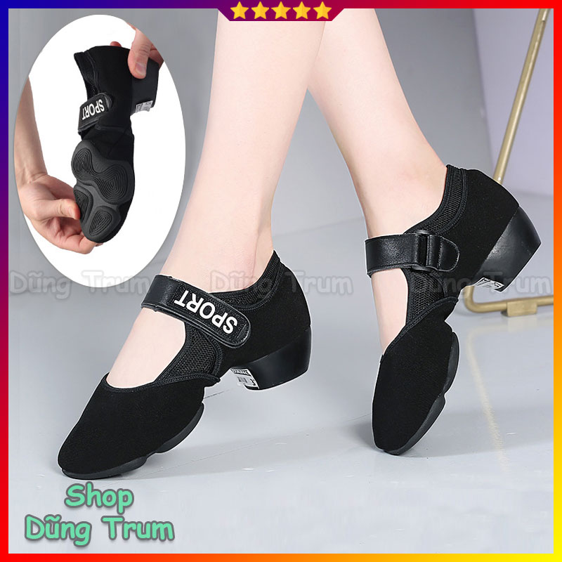 Giày khiêu vũ quai dán mềm mại cực êm chân, giày nhảy Dance Sport siêu đẹp