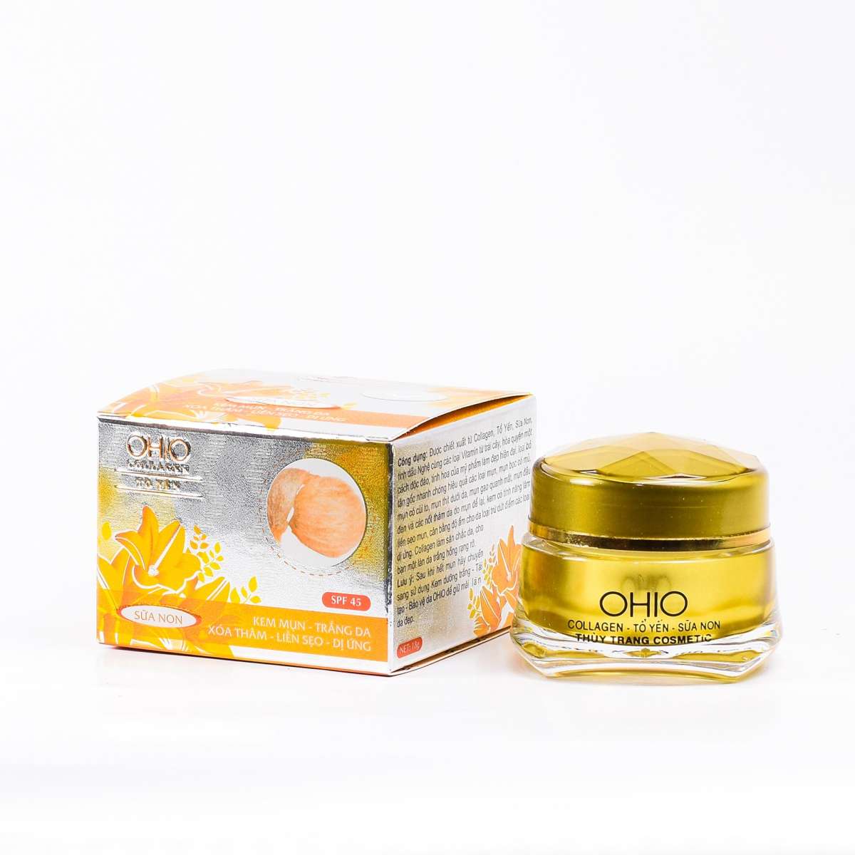 [HCM]Kem mụn thâm dưỡng trắng da liền sẹo mụn Ohio Collagen Tổ Yến 18g. Ngăn ngừa mụn hiệu quả chăm sóc da tại nhà tiện lợi