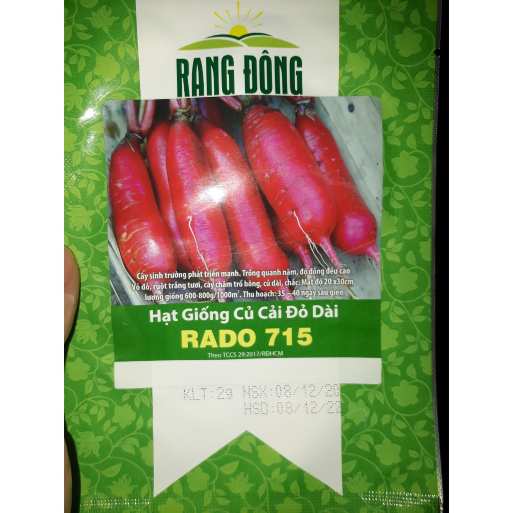 [Seeds] Hạt giống củ cải đỏ dài RD715, đóng gói 2gr (khoảng 200 hạt)