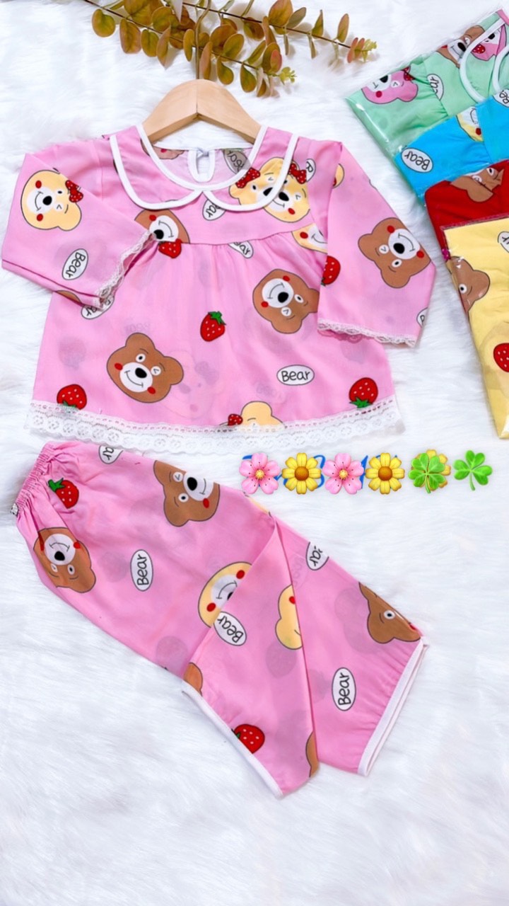 (3 bộ 3 màu 3 họa tiết khác nhau) Combo 3 bộ tole tay dài bé gái (12-18kg)