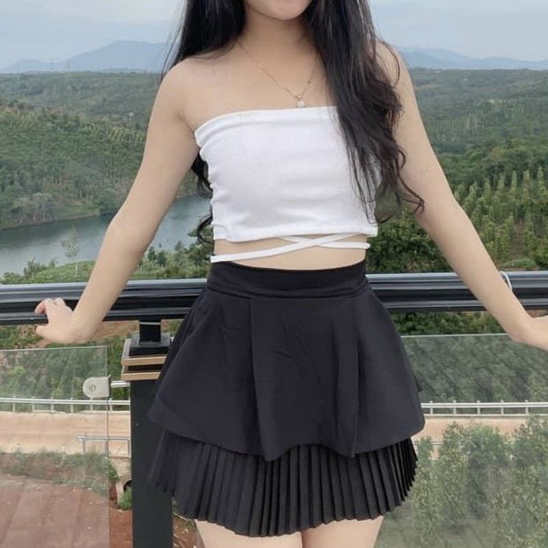 Áo ống chéo đan dây eo