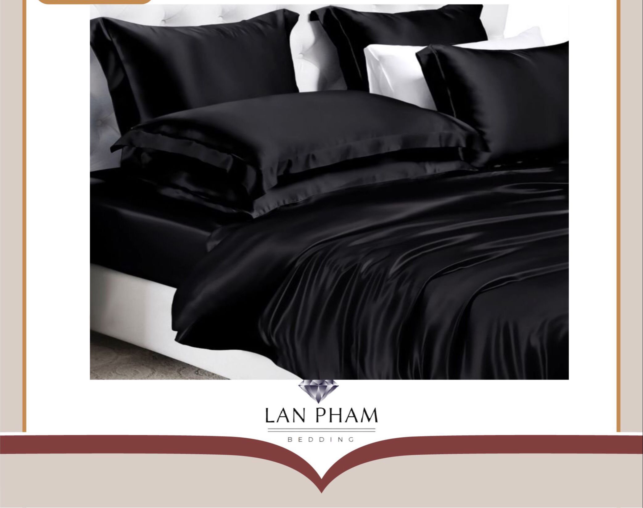 Chăn lẻ phi lụa màu đen cao cấp mềm mại lan pham bedding