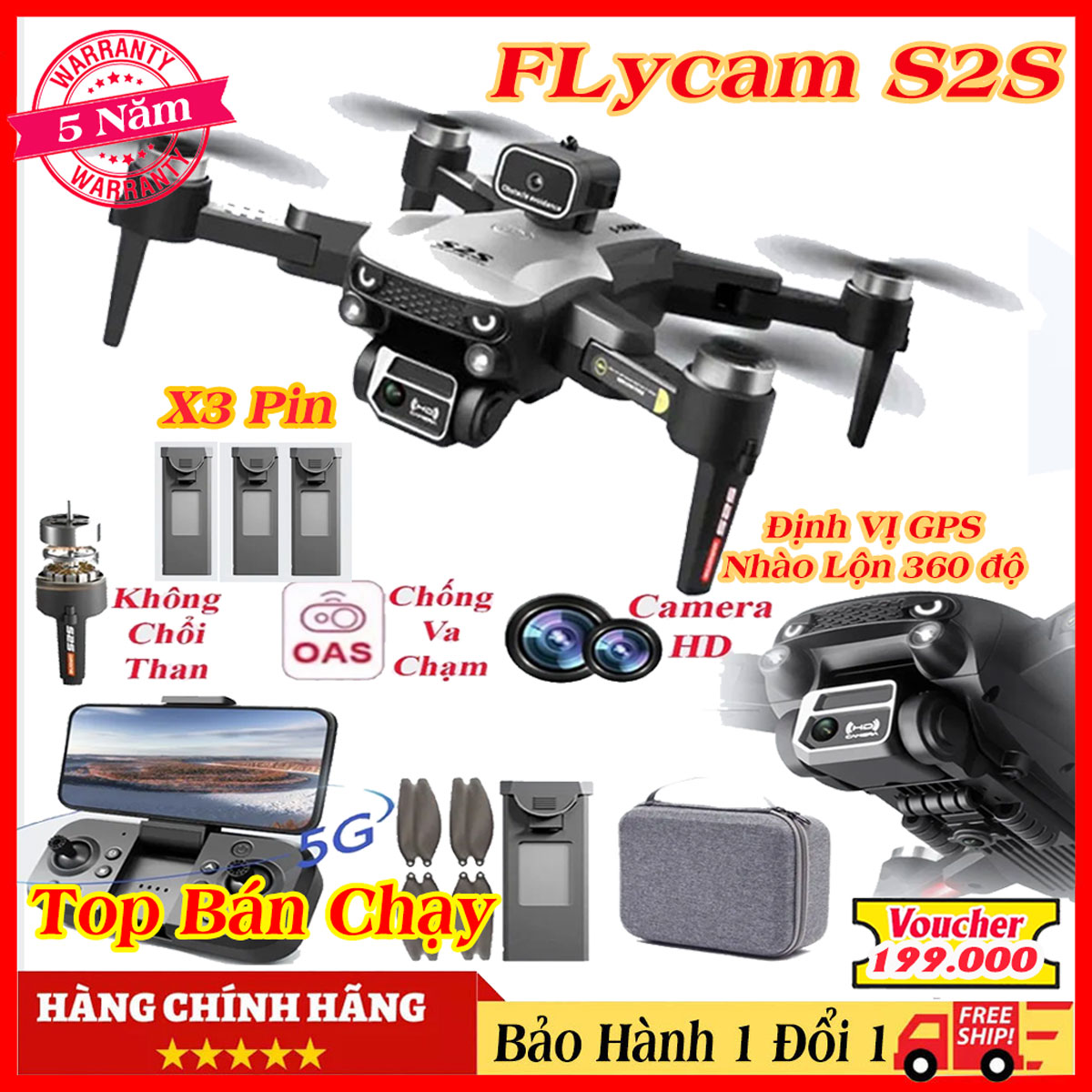 Bảo Hành 2 Năm Máy bay điều khiển từ xa Flycam mini drone 4K Playcam ...